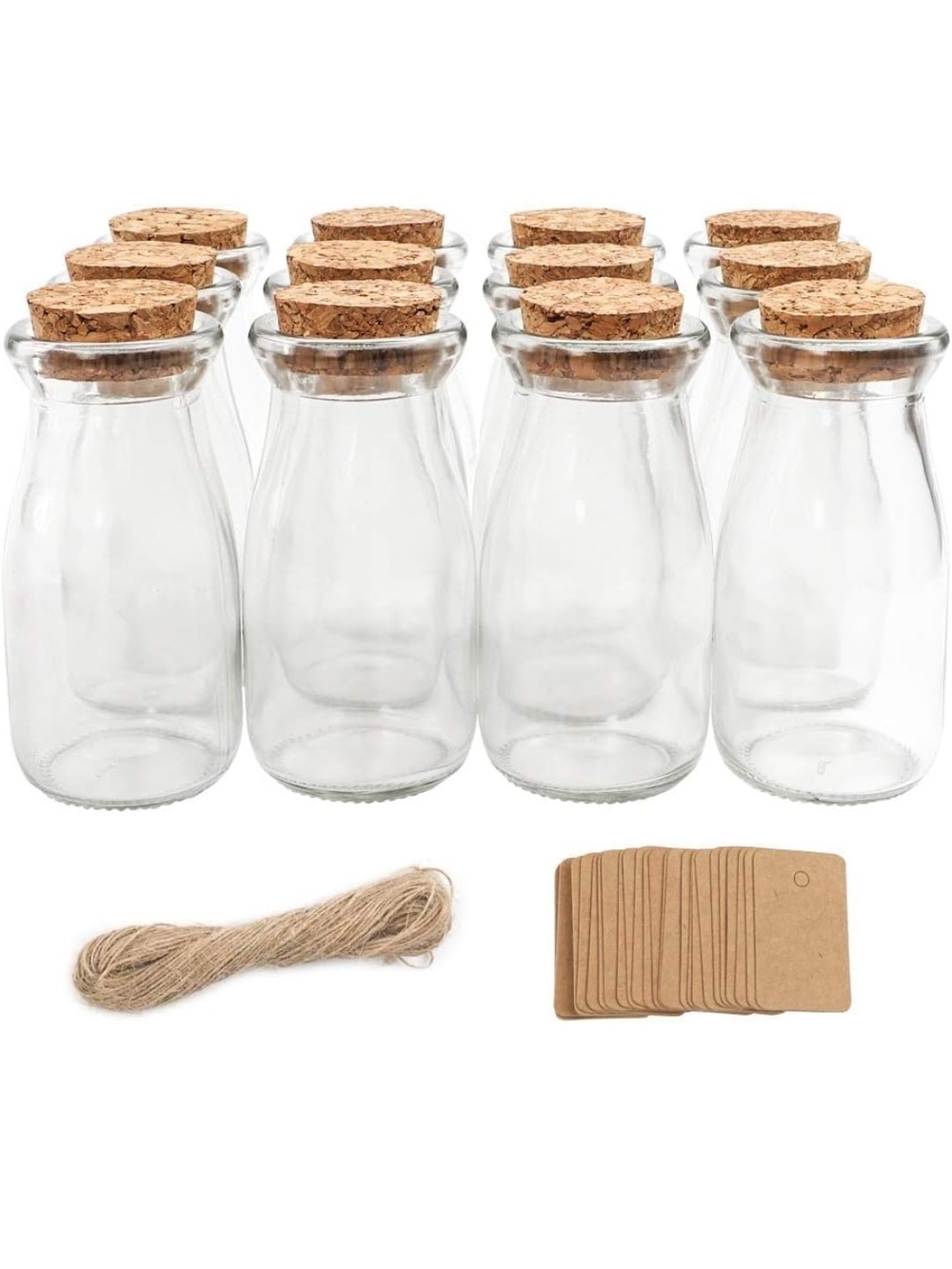 Set Of 12 Small Glass Jars with Lids And Tags - Party Favor